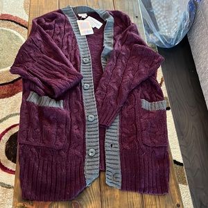 LulaRoe Size M purple and grey cardigan